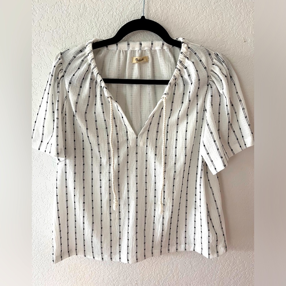 Women’s Medium Madewell Shirt, White With Black Details